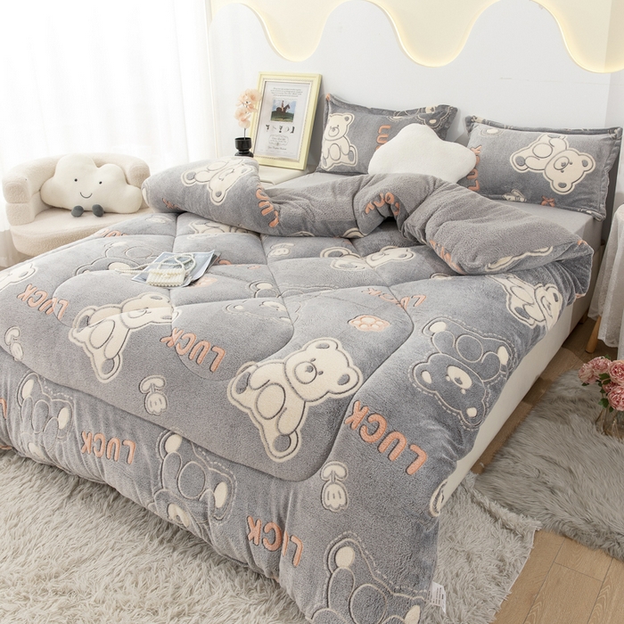 91家纺网 家纺一手货源 找家纺 八方汇（一户被芯生活馆） 2025新款雪花绒羊羔绒加厚冬被子被芯 幸运熊