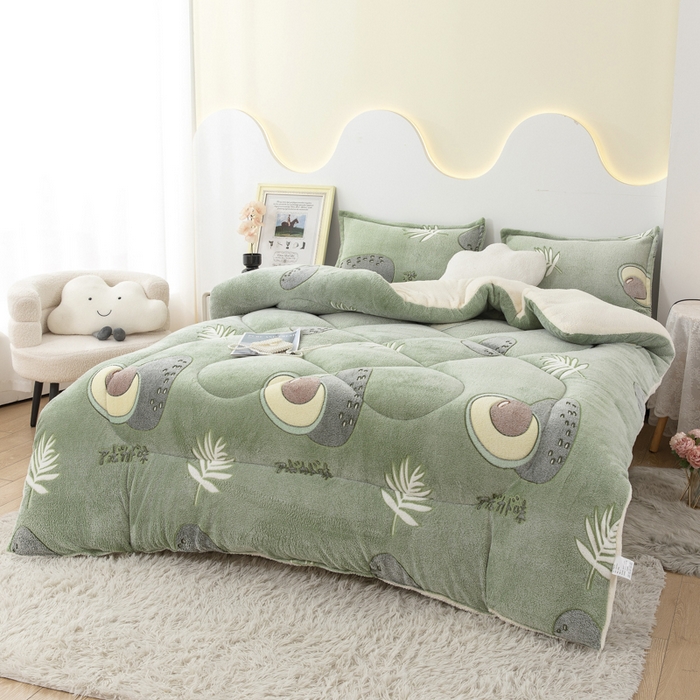 91家纺网 家纺一手货源 找家纺 八方汇（一户被芯生活馆） 2025新款雪花绒羊羔绒加厚冬被子被芯 牛油果