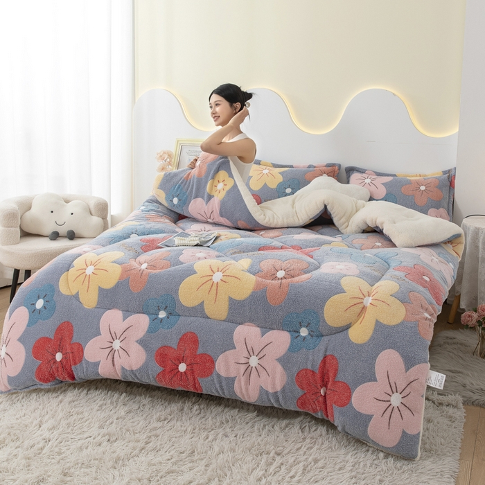 91家纺网 家纺一手货源 找家纺 八方汇（一户被芯生活馆） 2025新款雪花绒羊羔绒加厚冬被子被芯 妙笔生花