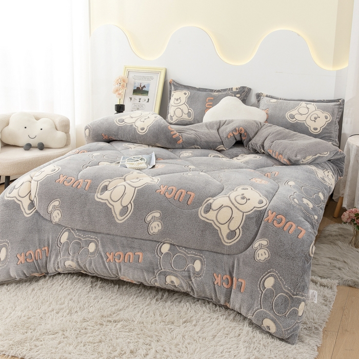 91家纺网 家纺一手货源 找家纺 八方汇（一户被芯生活馆） 2025新款雪花绒羊羔绒加厚冬被子被芯 幸运熊