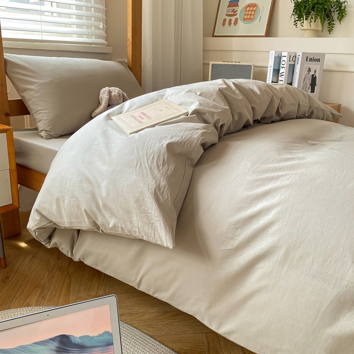 91家纺网 家纺一手货源 找家纺 八方汇（一户被芯生活馆） 2025新款A类全棉色织无印风水洗棉色织学生三件套 咖啡色