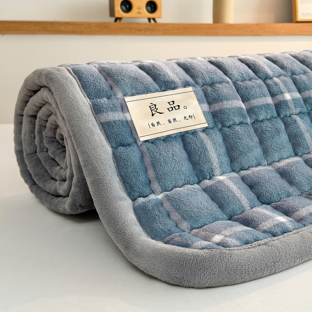 91家纺网 家纺一手货源 找家纺 喜居 【加厚200g夹棉】2025新款无印风良品牛奶绒床垫床褥子 良品-海蓝格