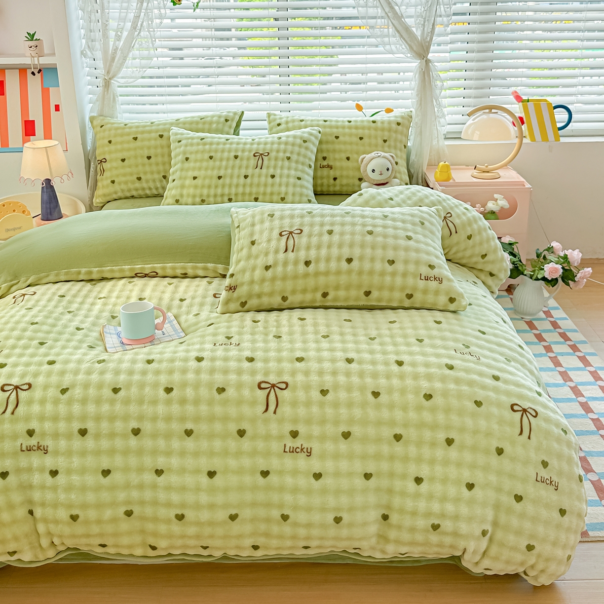 91家纺网 家纺一手货源 找家纺 （总）归属 2025新款牛奶绒泡泡绒四件套（提供买家秀）