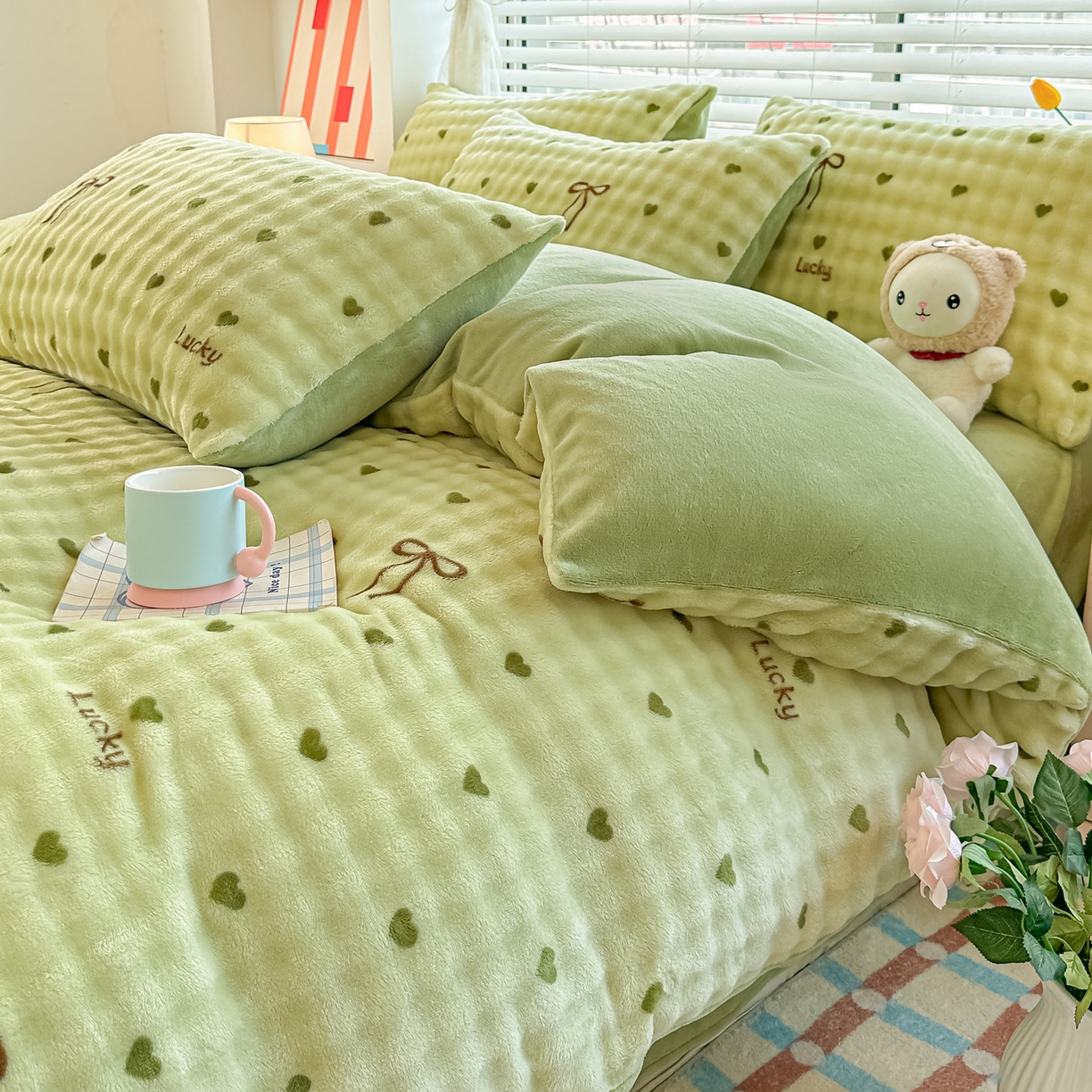 91家纺网 家纺一手货源 找家纺 （总）归属 2025新款牛奶绒泡泡绒四件套（提供买家秀）