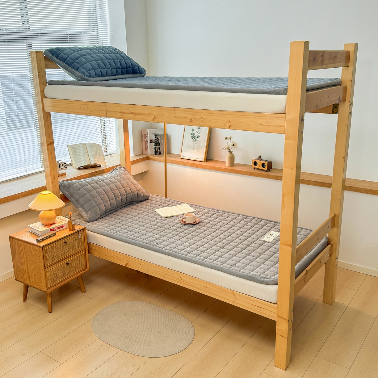 91家纺网 家纺一手货源 找家纺 喜居 【加厚200g夹棉】2025新款无印风良品牛奶绒床垫床褥子 良品-暖阳灰