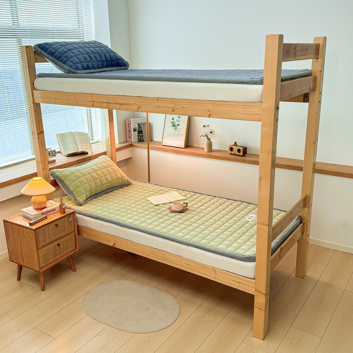 91家纺网 家纺一手货源 找家纺 喜居 【加厚200g夹棉】2025新款无印风良品牛奶绒床垫床褥子 良品-香草绿