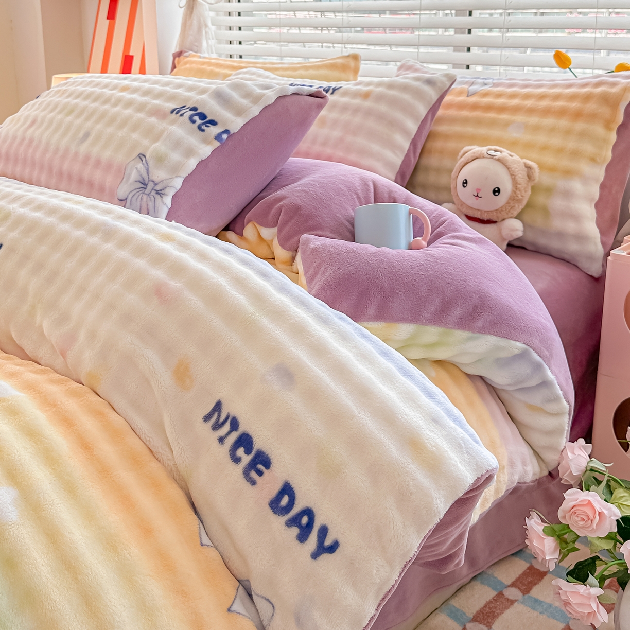 91家纺网 家纺一手货源 找家纺 （总）归属 2025新款牛奶绒泡泡绒四件套（提供买家秀）