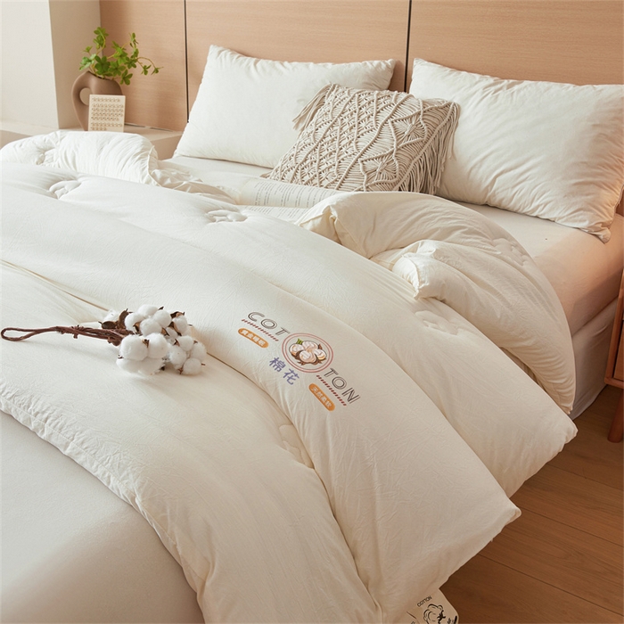 91家纺网 家纺一手货源 找家纺 富艺隆 2025新款A类新疆棉花被水洗棉被子被芯加厚冬被春秋被学生宿舍被子（高克重面料，带检测口） 棉花被-云朵白