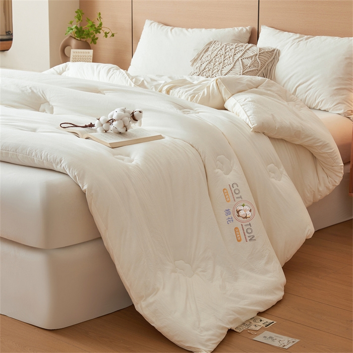 91家纺网 家纺一手货源 找家纺 富艺隆 2025新款A类新疆棉花被水洗棉被子被芯加厚冬被春秋被学生宿舍被子（高克重面料，带检测口） 棉花被-云朵白