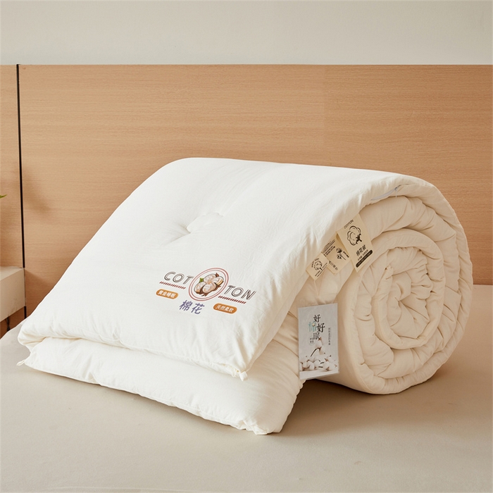 91家纺网 家纺一手货源 找家纺 富艺隆 2025新款A类新疆棉花被水洗棉被子被芯加厚冬被春秋被学生宿舍被子（高克重面料，带检测口） 棉花被-云朵白