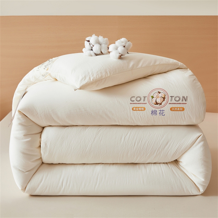 91家纺网 家纺一手货源 找家纺 富艺隆 2025新款A类新疆棉花被水洗棉被子被芯加厚冬被春秋被学生宿舍被子（高克重面料，带检测口） 棉花被-云朵白