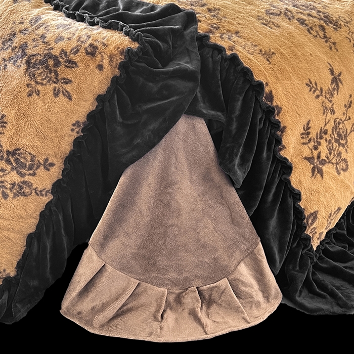 91家纺网 家纺一手货源 找家纺 创爱家纺 2025新款法式韩版花边兔毛绒印花四件套 法式花边-晚意