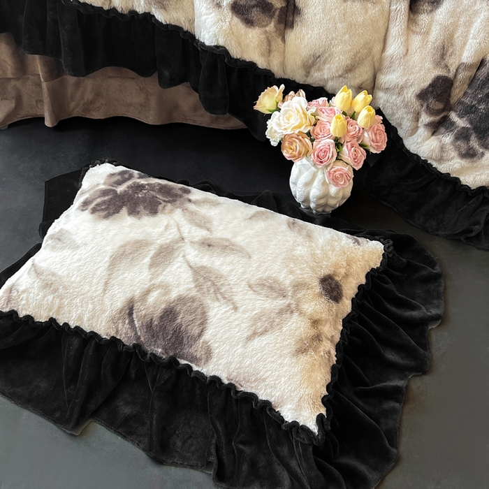 91家纺网 家纺一手货源 找家纺 （总）创爱家纺 2025新款法式韩版花边兔毛绒印花四件套