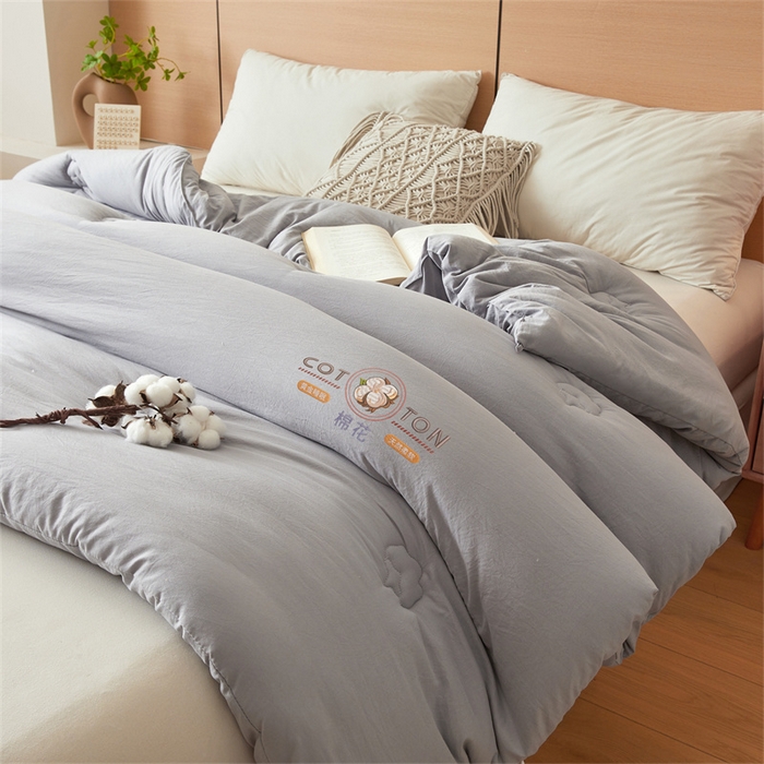 91家纺网 家纺一手货源 找家纺 富艺隆 2025新款A类新疆棉花被水洗棉被子被芯加厚冬被春秋被学生宿舍被子（高克重面料，带检测口） 棉花被-星辰灰