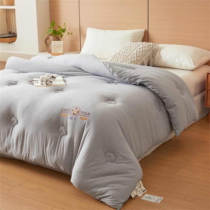 91家纺网 家纺一手货源 找家纺 富艺隆 2025新款A类新疆棉花被水洗棉被子被芯加厚冬被春秋被学生宿舍被子（高克重面料，带检测口） 棉花被-星辰灰