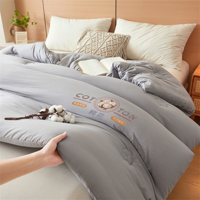 91家纺网 家纺一手货源 找家纺 富艺隆 2025新款A类新疆棉花被水洗棉被子被芯加厚冬被春秋被学生宿舍被子（高克重面料，带检测口） 棉花被-星辰灰