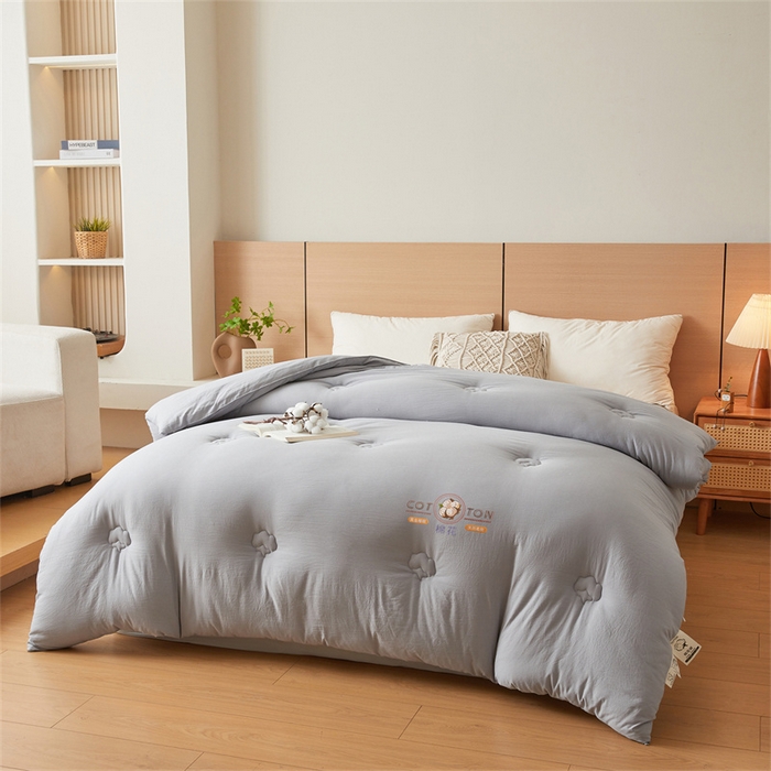 91家纺网 家纺一手货源 找家纺 富艺隆 2025新款A类新疆棉花被水洗棉被子被芯加厚冬被春秋被学生宿舍被子（高克重面料，带检测口） 棉花被-星辰灰