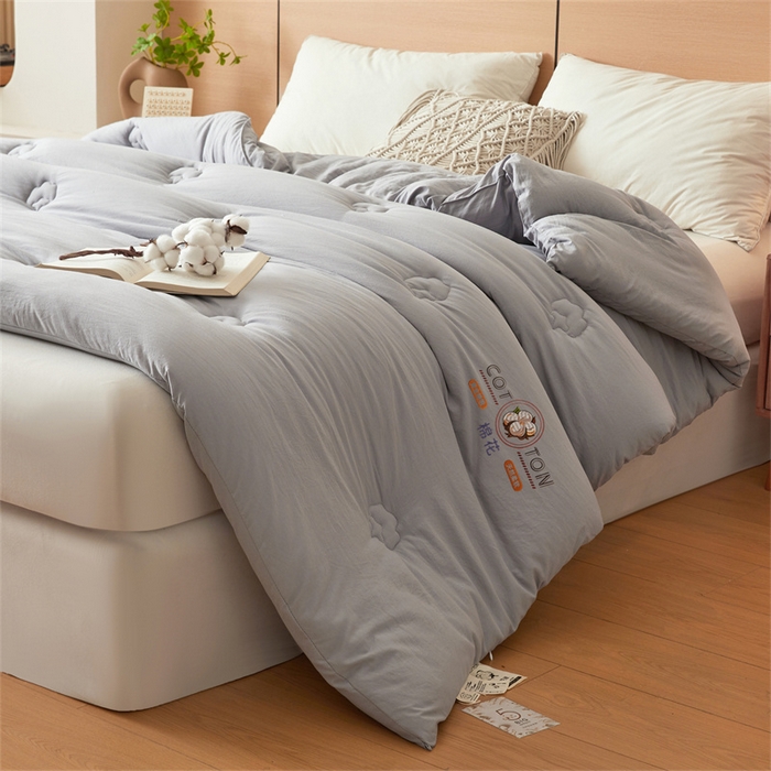 91家纺网 家纺一手货源 找家纺 富艺隆 2025新款A类新疆棉花被水洗棉被子被芯加厚冬被春秋被学生宿舍被子（高克重面料，带检测口） 棉花被-星辰灰