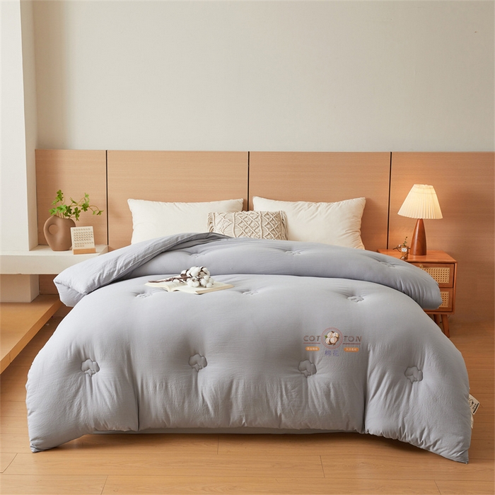 91家纺网 家纺一手货源 找家纺 富艺隆 2025新款A类新疆棉花被水洗棉被子被芯加厚冬被春秋被学生宿舍被子（高克重面料，带检测口） 棉花被-星辰灰