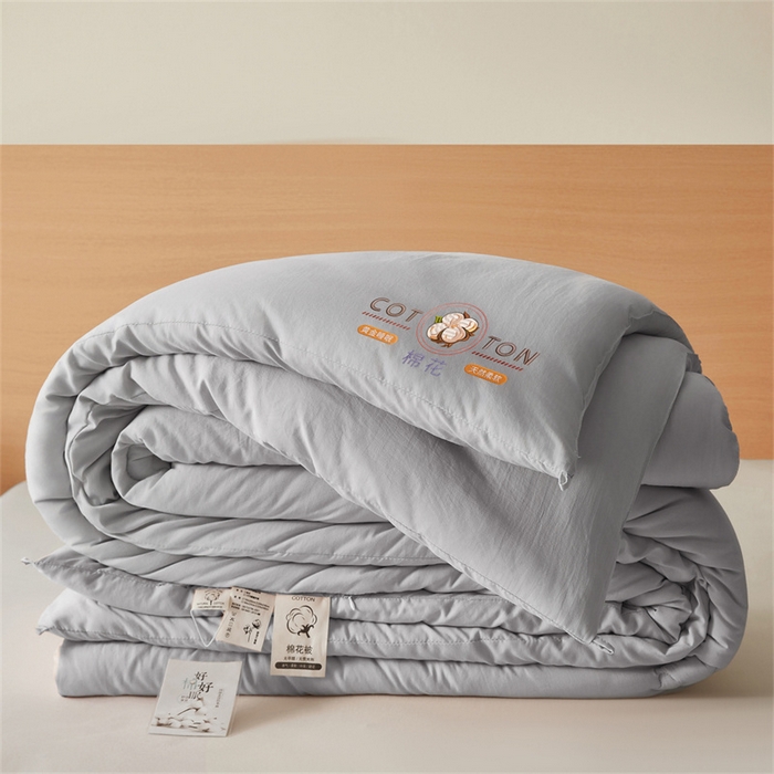 91家纺网 家纺一手货源 找家纺 富艺隆 2025新款A类新疆棉花被水洗棉被子被芯加厚冬被春秋被学生宿舍被子（高克重面料，带检测口） 棉花被-星辰灰