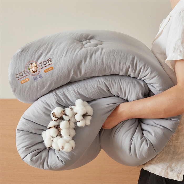 91家纺网 家纺一手货源 找家纺 富艺隆 2025新款A类新疆棉花被水洗棉被子被芯加厚冬被春秋被学生宿舍被子（高克重面料，带检测口） 棉花被-星辰灰