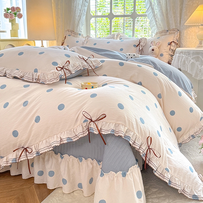 91家纺网 家纺一手货源 找家纺 （总）韩约家纺 2025新款韩约1韩式蝴蝶结床盖款棉麻四件套