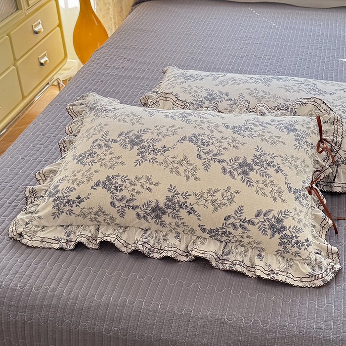 91家纺网 家纺一手货源 找家纺 韩约家纺 2025新款韩约1韩式蝴蝶结床盖款棉麻四件套 兰玲花