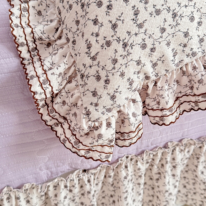 91家纺网 家纺一手货源 找家纺 韩约家纺 2025新款韩约1韩式蝴蝶结床盖款棉麻四件套 诗雨