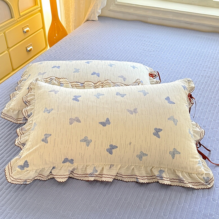 91家纺网 家纺一手货源 找家纺 韩约家纺 2025新款韩约1韩式蝴蝶结床盖款棉麻四件套 美蝶