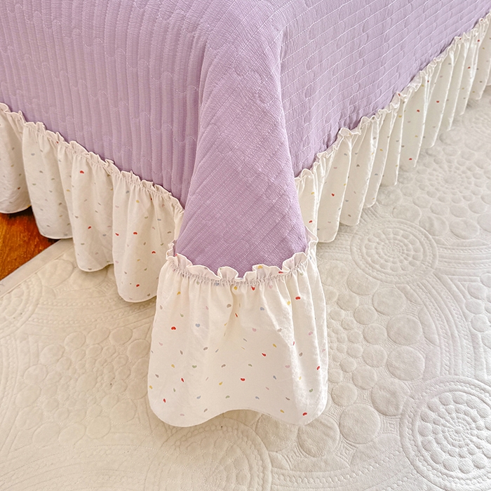 91家纺网 家纺一手货源 找家纺 韩约家纺 2025新款韩约1韩式蝴蝶结床盖款棉麻四件套 怦然心动