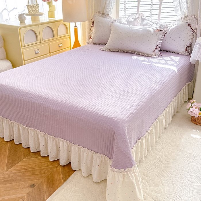 91家纺网 家纺一手货源 找家纺 韩约家纺 2025新款韩约1韩式蝴蝶结床盖款棉麻四件套 怦然心动