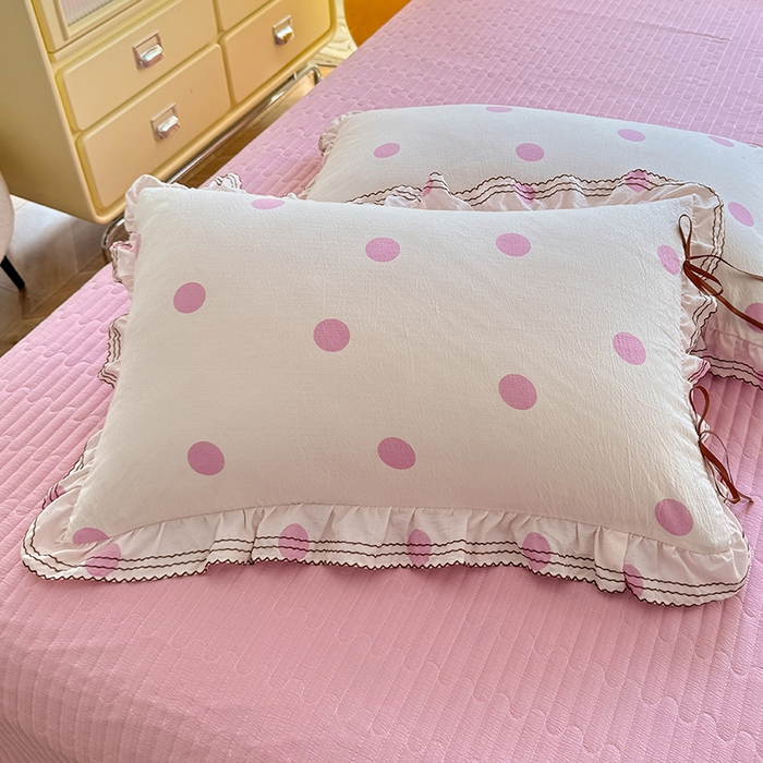 91家纺网 家纺一手货源 找家纺 韩约家纺 2025新款韩约1韩式蝴蝶结床盖款棉麻四件套 波波粉