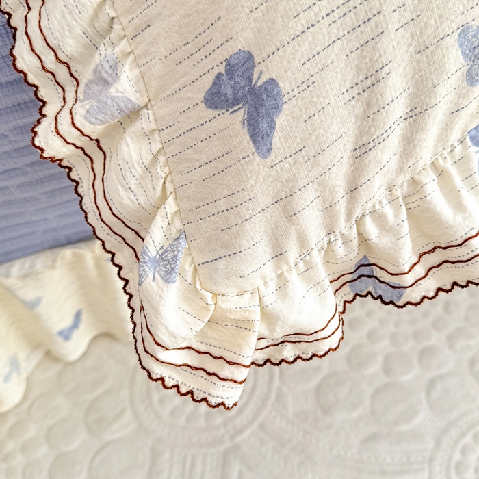 91家纺网 家纺一手货源 找家纺 韩约家纺 2025新款韩约1韩式蝴蝶结床盖款棉麻四件套 美蝶