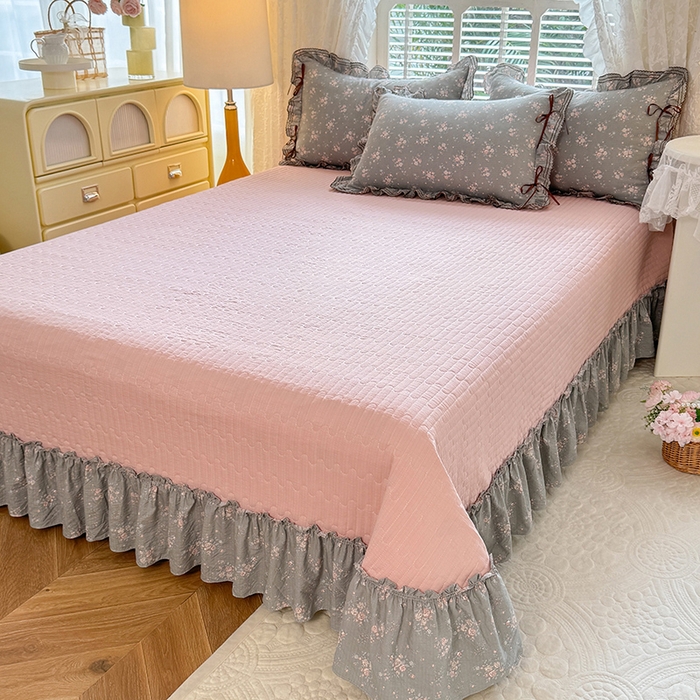 91家纺网 家纺一手货源 找家纺 韩约家纺 2025新款韩约1韩式蝴蝶结床盖款棉麻四件套 伊洛