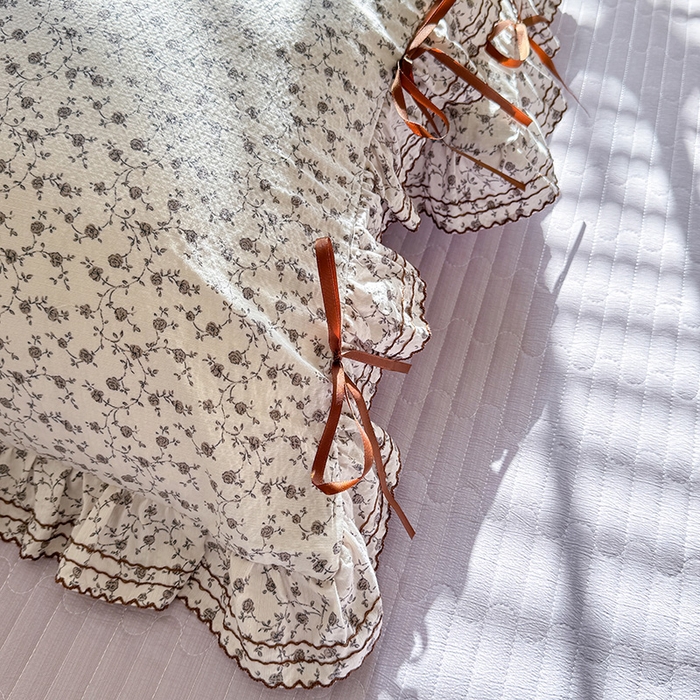 91家纺网 家纺一手货源 找家纺 韩约家纺 2025新款韩约1韩式蝴蝶结床盖款棉麻四件套 诗雨