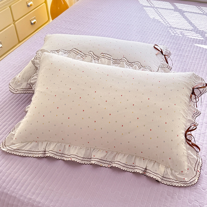 91家纺网 家纺一手货源 找家纺 韩约家纺 2025新款韩约1韩式蝴蝶结床盖款棉麻四件套 怦然心动