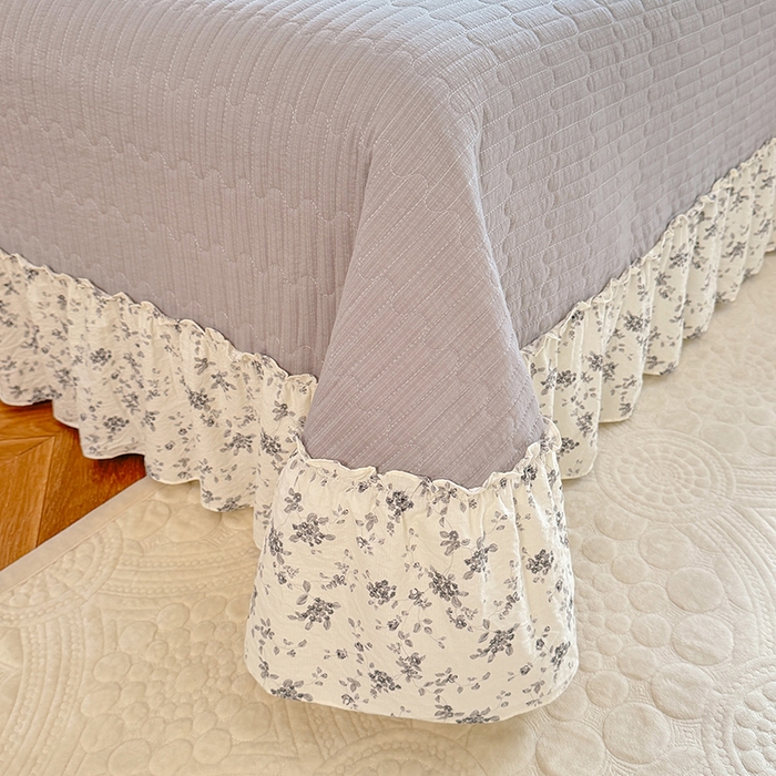 91家纺网 家纺一手货源 找家纺 韩约家纺 2025新款韩约1韩式蝴蝶结床盖款棉麻四件套 花语