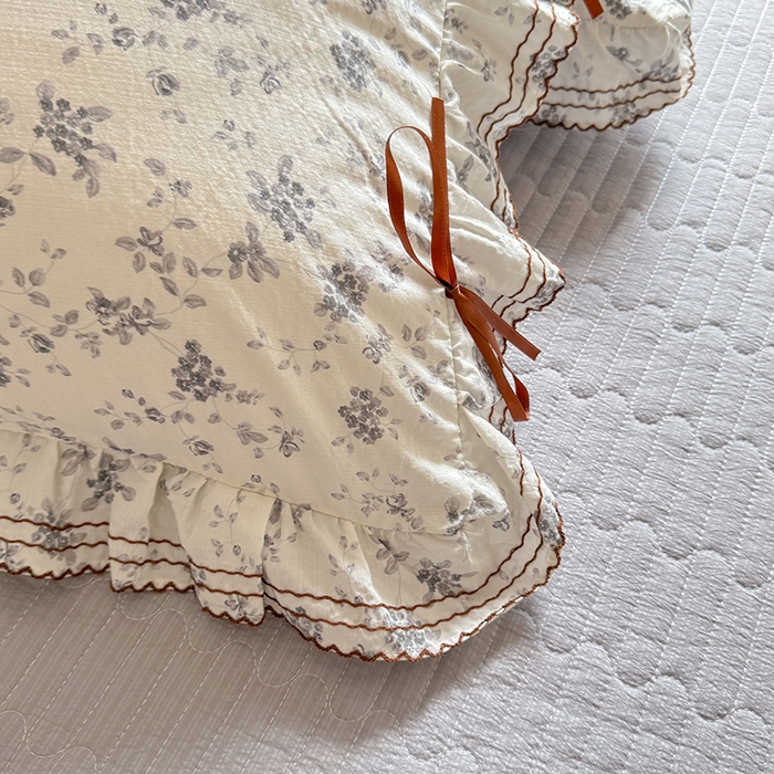 91家纺网 家纺一手货源 找家纺 韩约家纺 2025新款韩约1韩式蝴蝶结床盖款棉麻四件套 花语