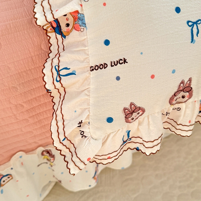 91家纺网 家纺一手货源 找家纺 韩约家纺 2025新款韩约1韩式蝴蝶结床盖款棉麻四件套 美布多