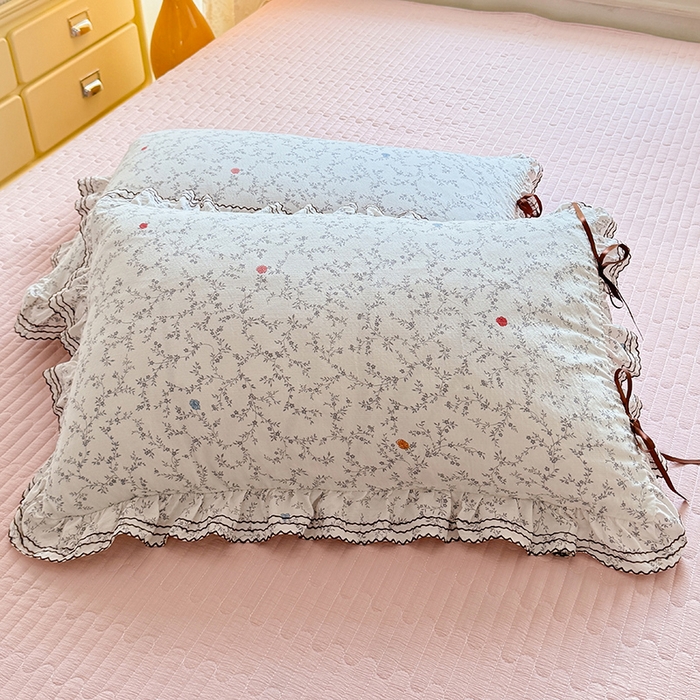 91家纺网 家纺一手货源 找家纺 韩约家纺 2025新款韩约1韩式蝴蝶结床盖款棉麻四件套 初颜