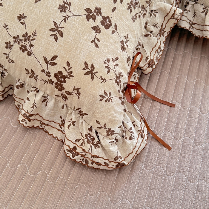 91家纺网 家纺一手货源 找家纺 韩约家纺 2025新款韩约1韩式蝴蝶结床盖款棉麻四件套 雅致