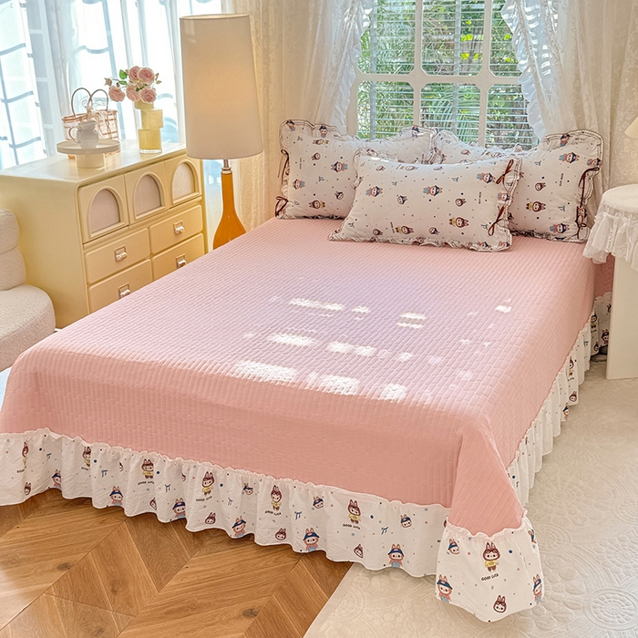 91家纺网 家纺一手货源 找家纺 韩约家纺 2025新款韩约1韩式蝴蝶结床盖款棉麻四件套 美布多