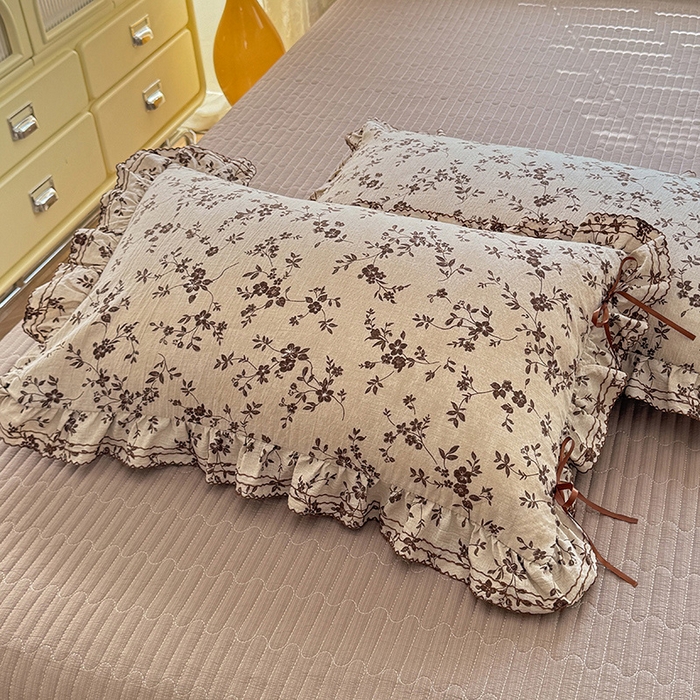 91家纺网 家纺一手货源 找家纺 韩约家纺 2025新款韩约1韩式蝴蝶结床盖款棉麻四件套 雅致