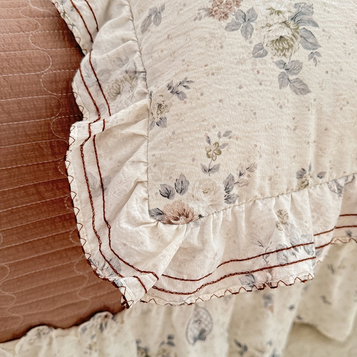 91家纺网 家纺一手货源 找家纺 韩约家纺 2025新款韩约1韩式蝴蝶结床盖款棉麻四件套 芳华