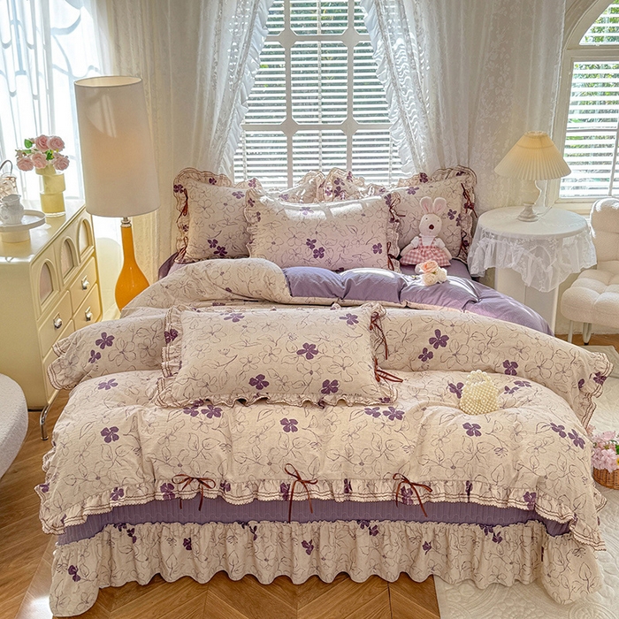 91家纺网 家纺一手货源 找家纺 （总）韩约家纺 2025新款韩约1韩式蝴蝶结床盖款棉麻四件套