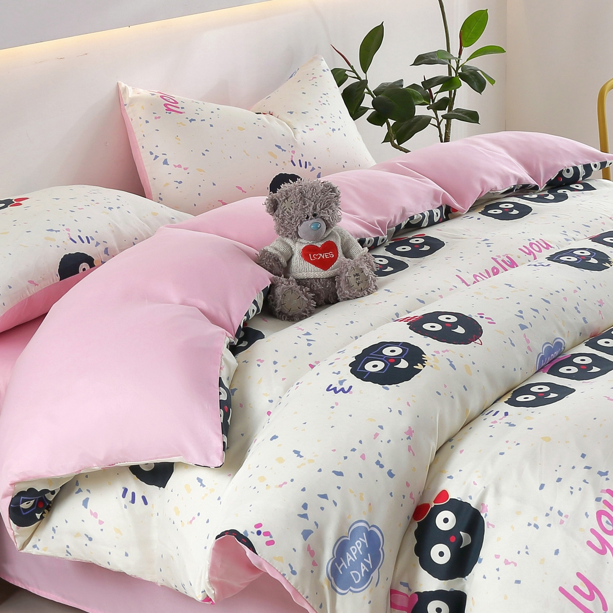 91家纺网 家纺一手货源 找家纺 （总）恋之语 2025新款舒适柔软亲肤爆款芦荟棉四件套货源充足