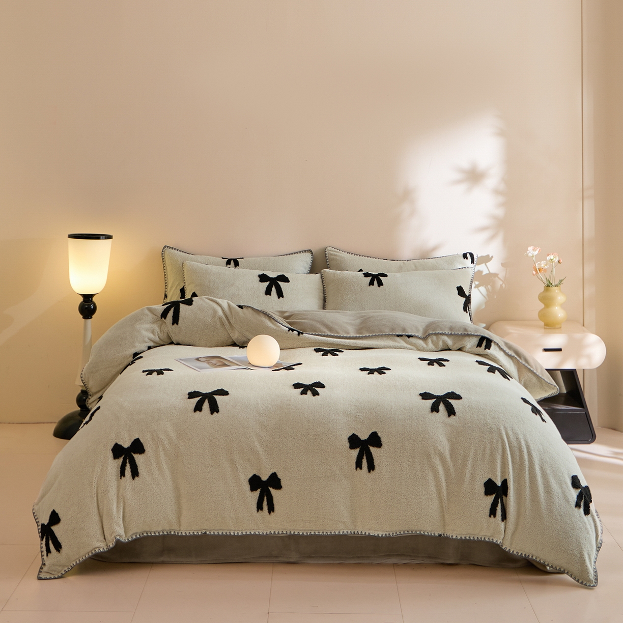 绒世界 2025新款加厚兔绒提花牛奶绒四件套系列 礼物-卡其