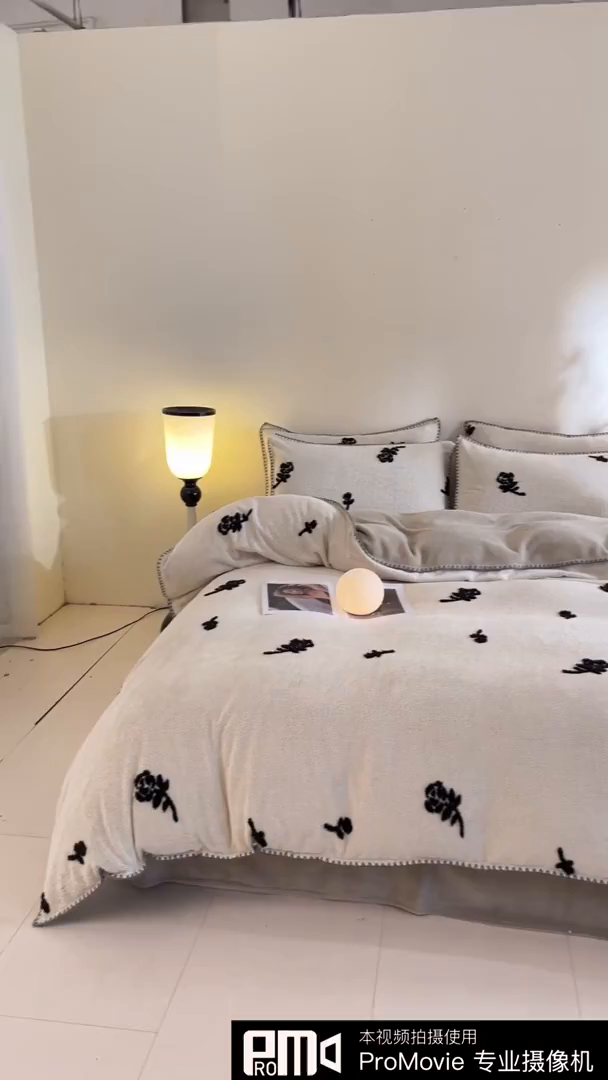 91家纺网 家纺一手货源 找家纺 绒世界 2025新款加厚兔绒提花牛奶绒四件套系列 玫瑰-卡其