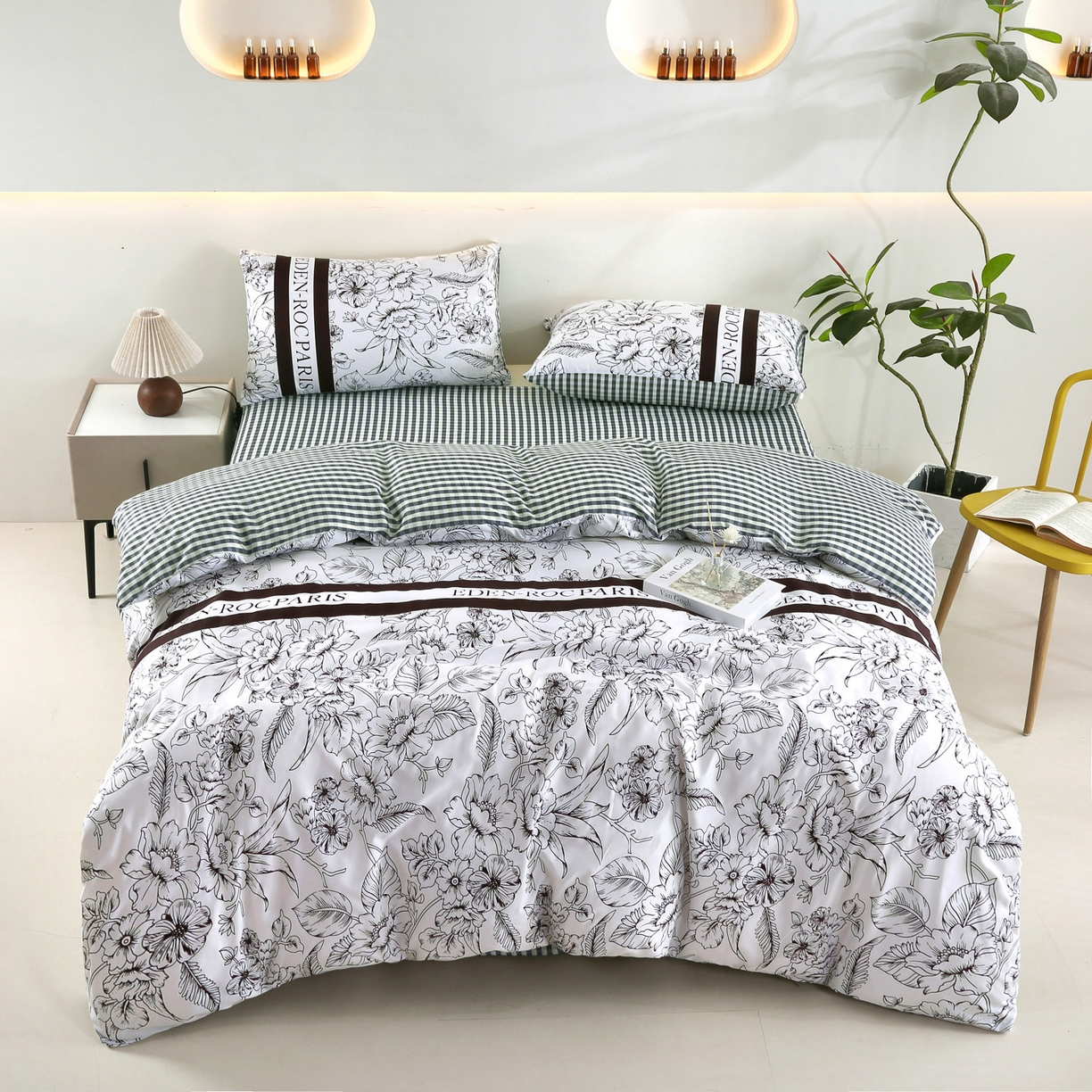 91家纺网 家纺一手货源 找家纺 恋之语 2025新款舒适柔软亲肤爆款芦荟棉四件套货源充足 黑白赫本