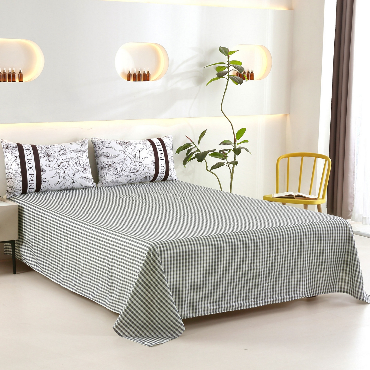 91家纺网 家纺一手货源 找家纺 恋之语 2025新款舒适柔软亲肤爆款芦荟棉四件套货源充足 黑白赫本